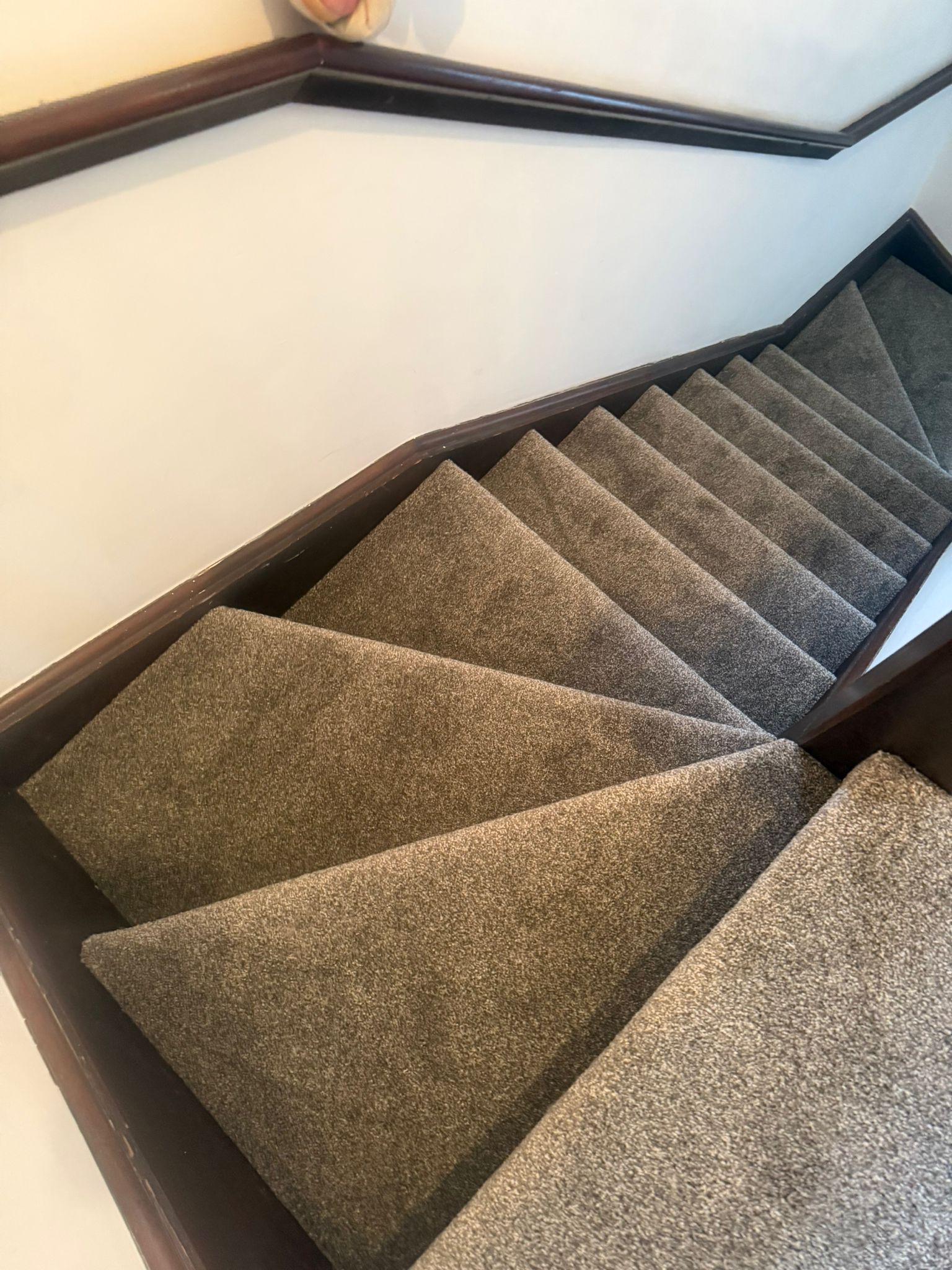 Taupe stairs carpet
