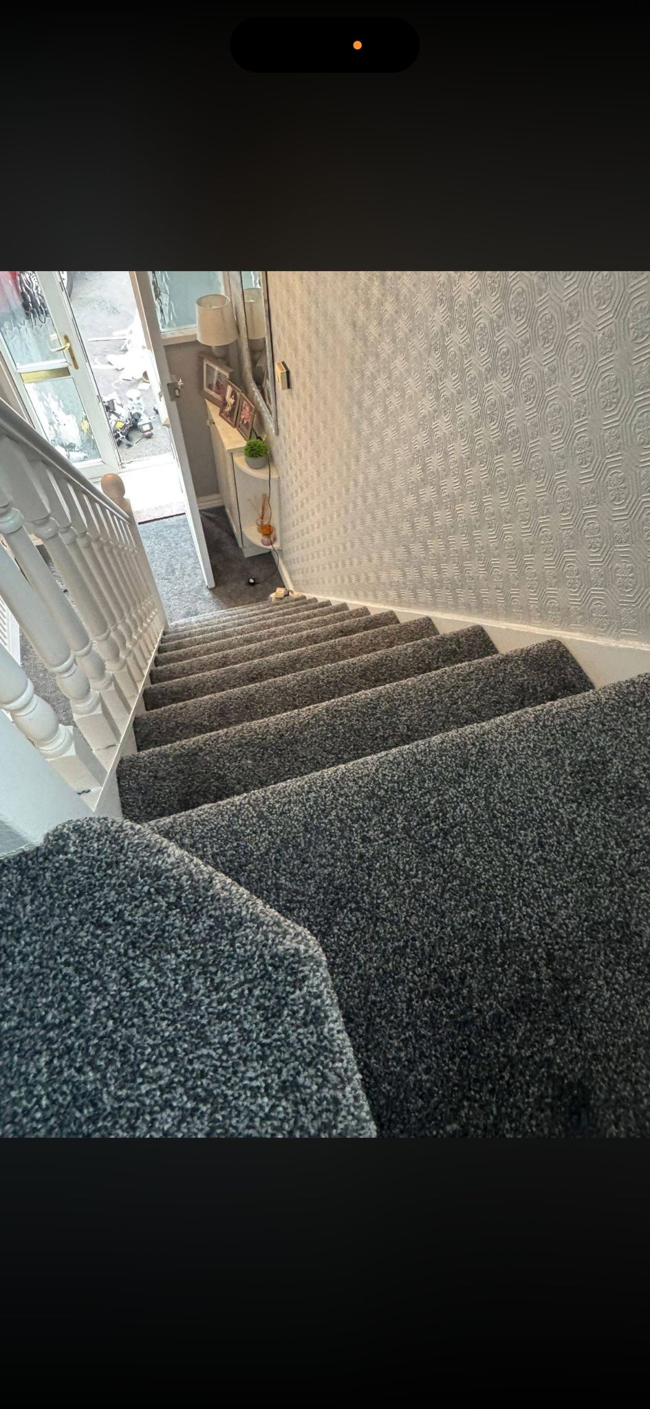 Grey stairs with landing