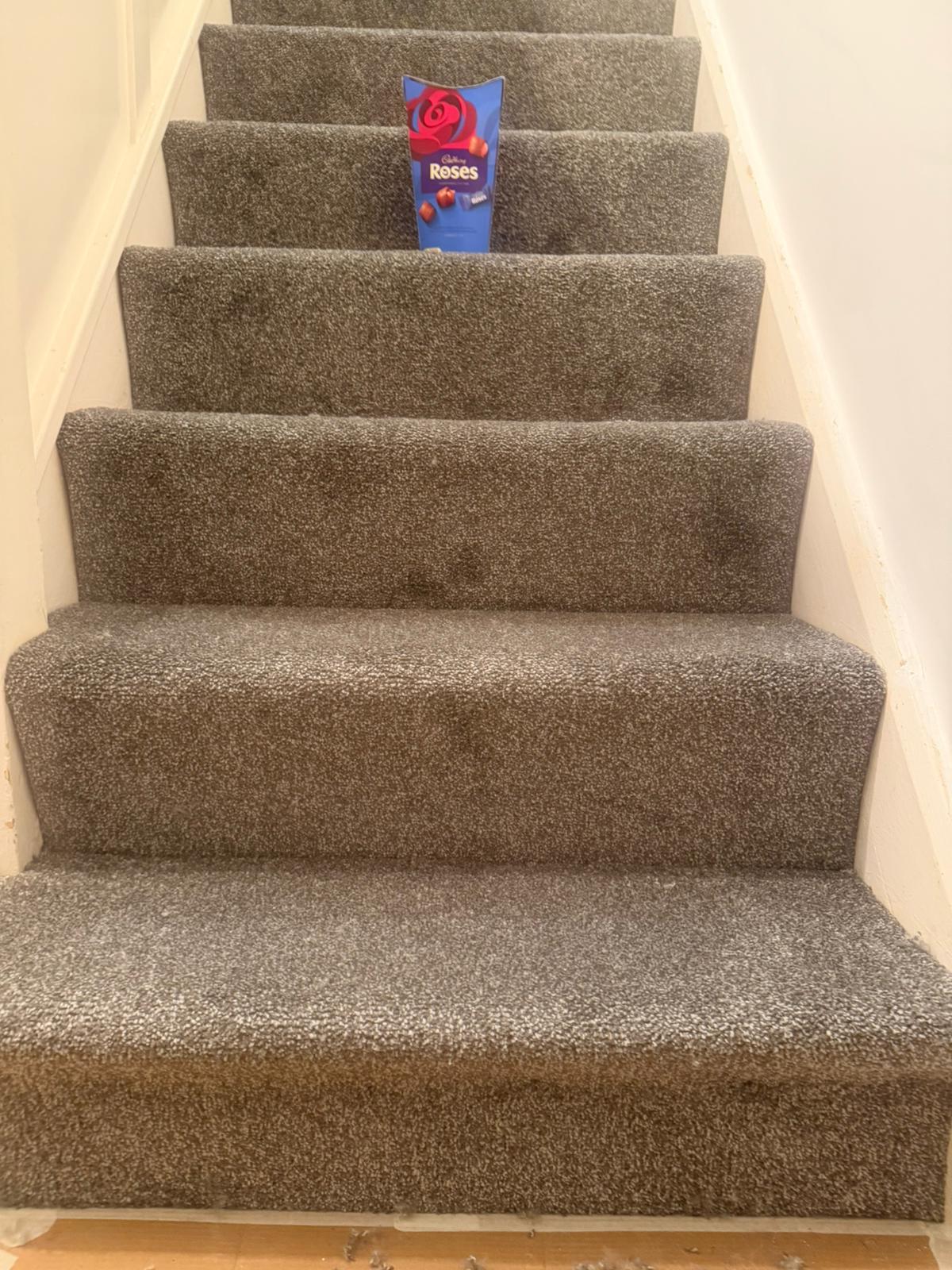Soft grey stair carpet